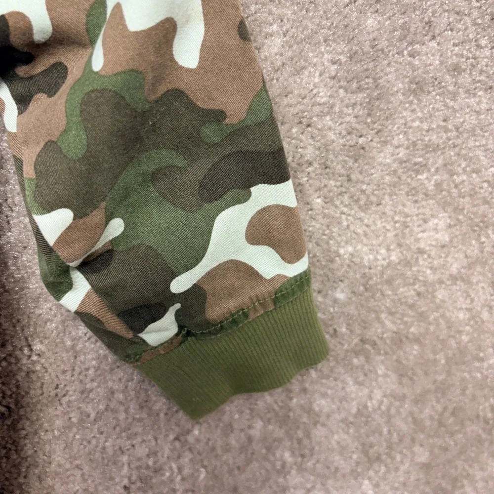 Gymboree Go Outside Boys Camo Bomber Jacket Green Brown Size XXS 3 Woodland Zip